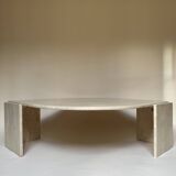 Travertine eye-shaped coffee table