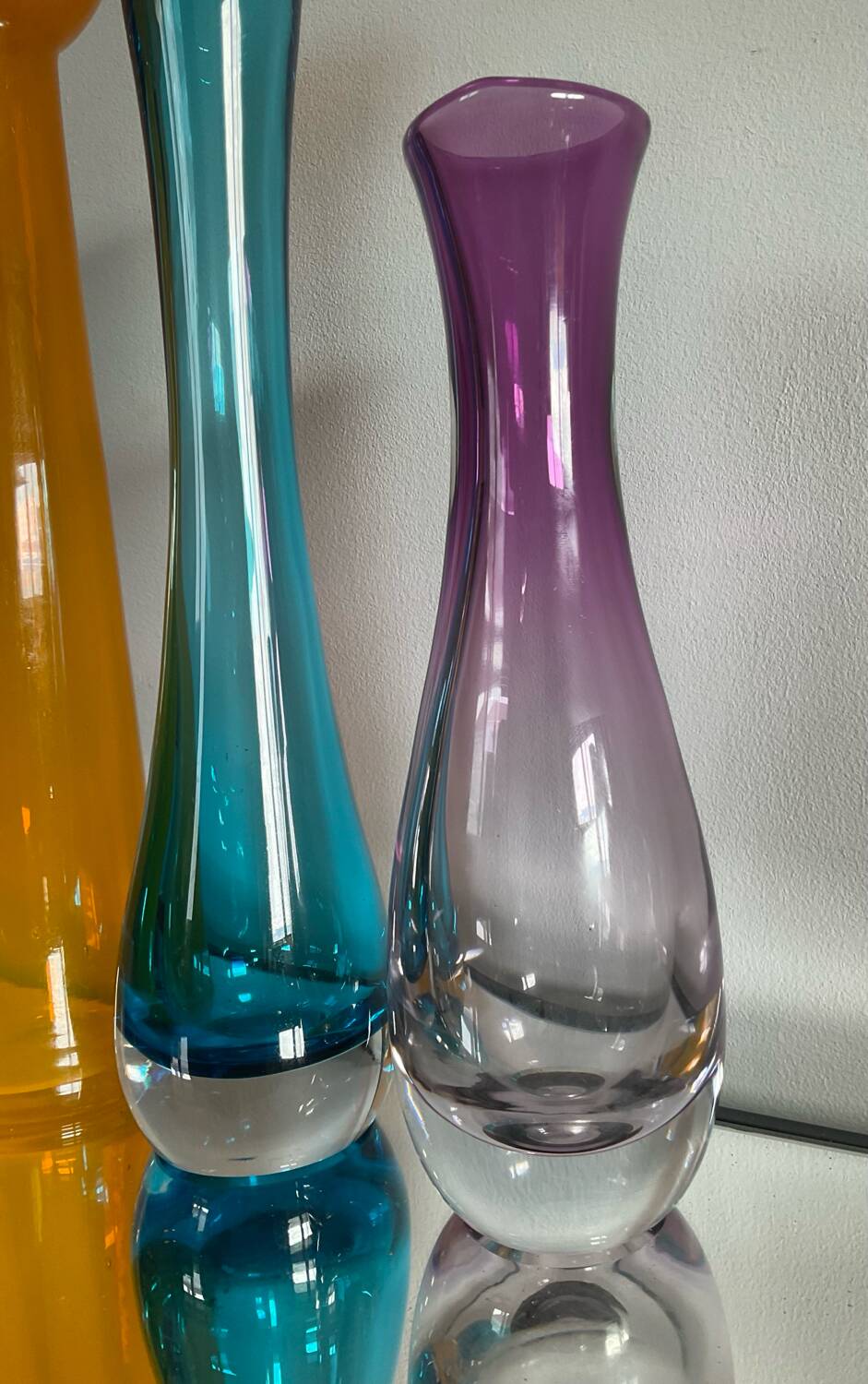 Set of 3 vintage glass paste vases