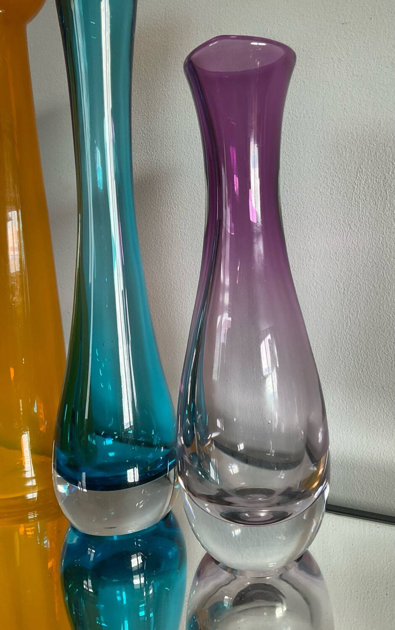 Set of 3 vintage glass paste vases