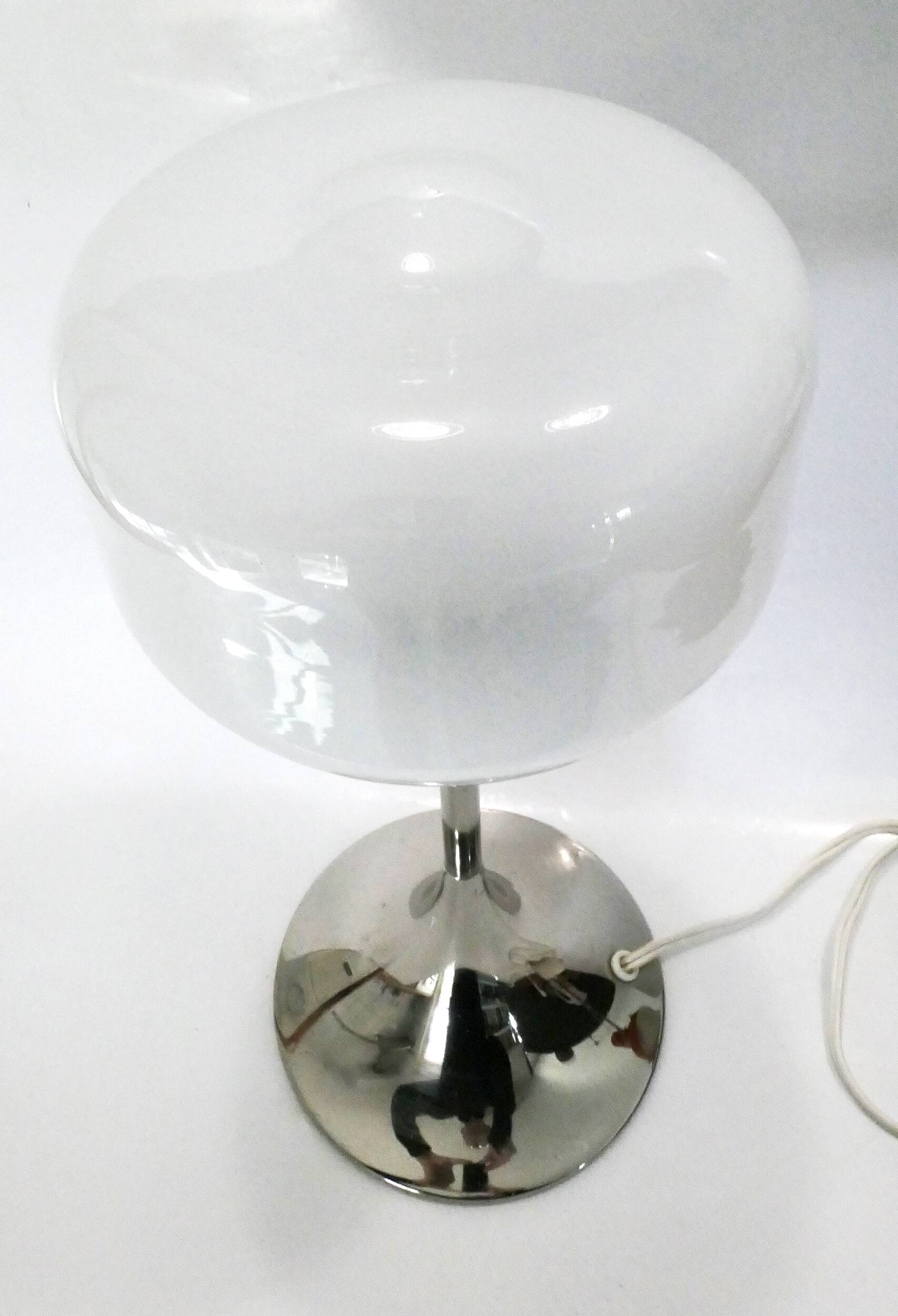 Designer table lamp space age 1960-70 chrome and glass