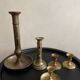 Set of 5 antique brass candlesticks – Napoleon III style / Rat de c