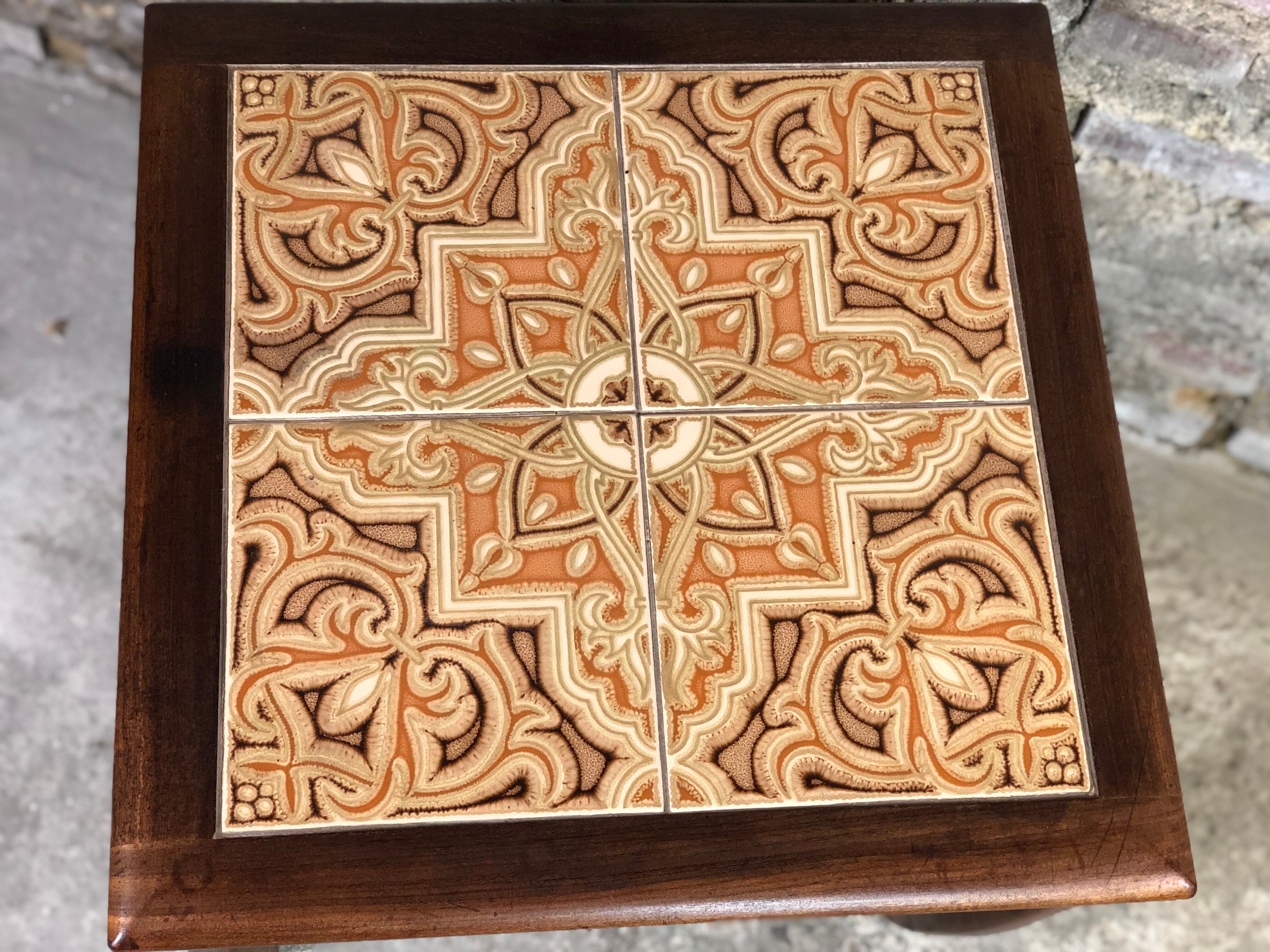 Trundle table in teak and stoneware, g-plan 1960