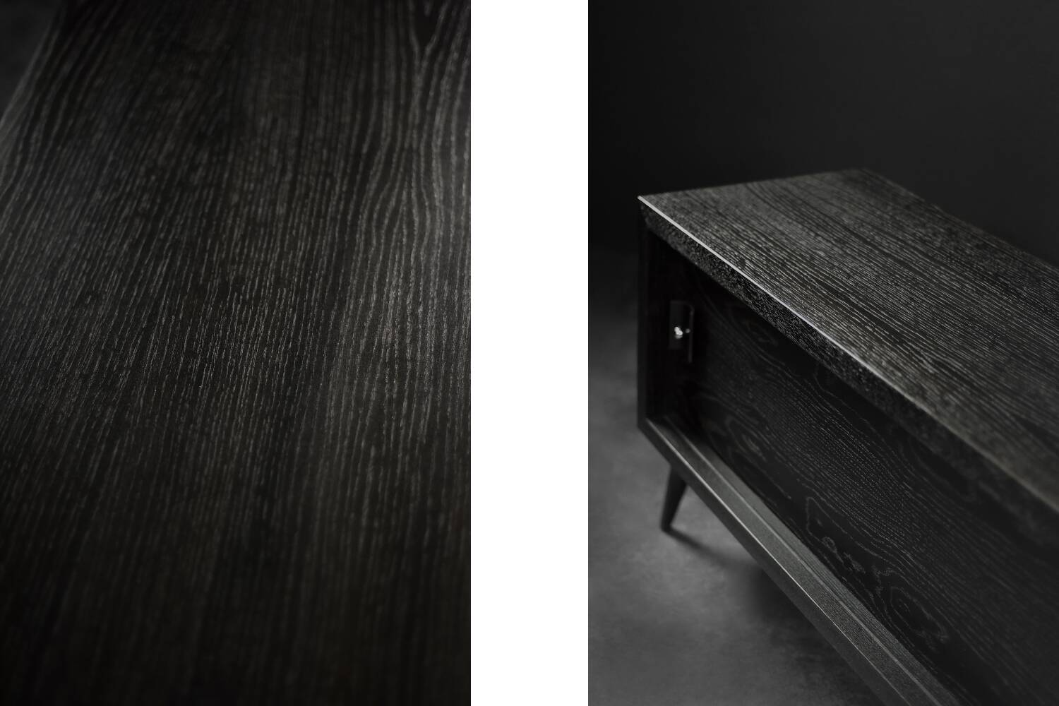 Mid-Century Scandinavian Modern Dark Oak Sideboard with Wood and Metal
