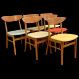 Scandinavian chairs 1960s/70s in solid beech and teak