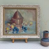 Huile sur toile suédoise vintage du milieu du siècle