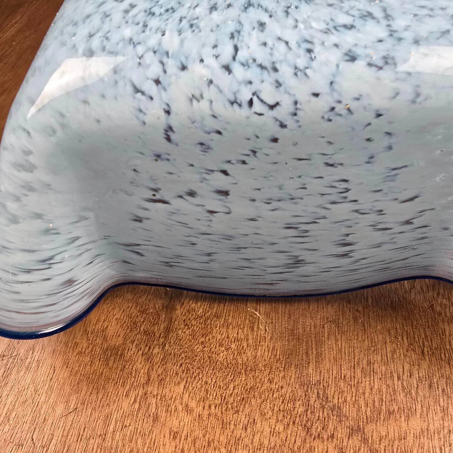 Antique blue speckled glass suspension in the style of Clichy – Draped shape