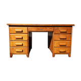 Oak desk 8 drawers double boxes 1950