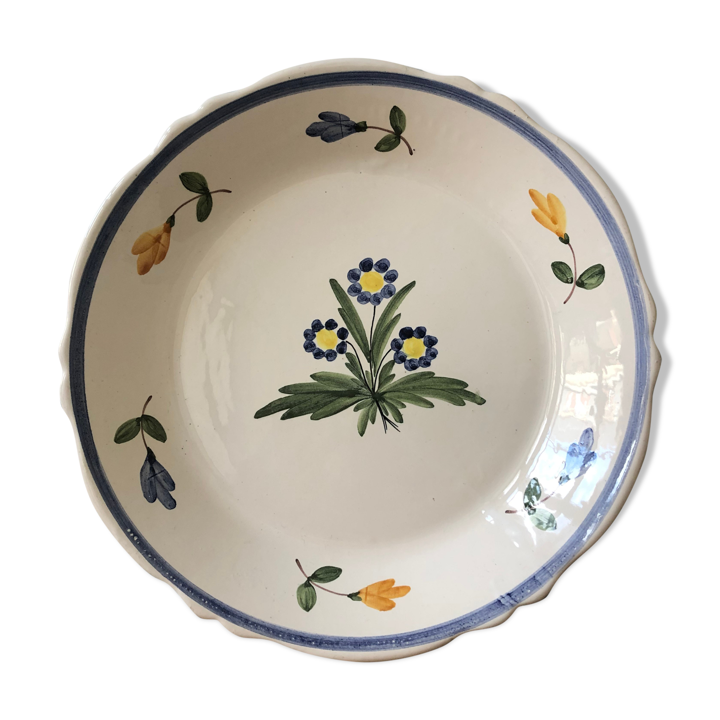 Old 19th century plate hand-painted wally earthenware or other