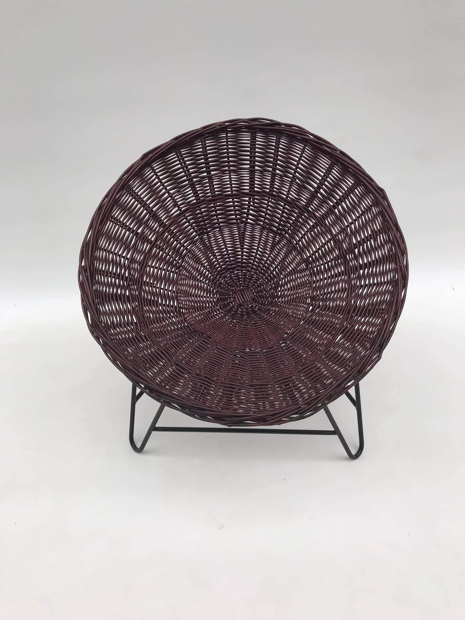 Rattan chair / armchair in the form of a woven basket from the 80's, Germany