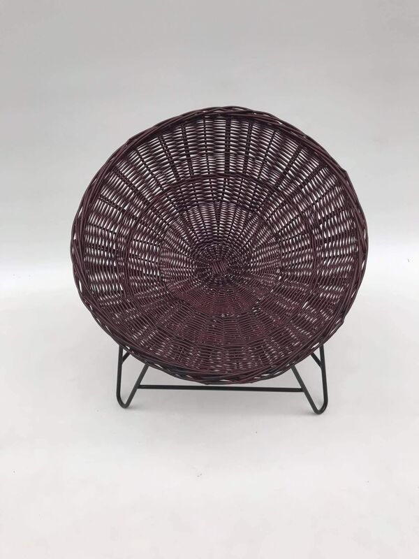 Chaise / fauteuil en rotin en forme de panier tissé des années 80, Allemagne