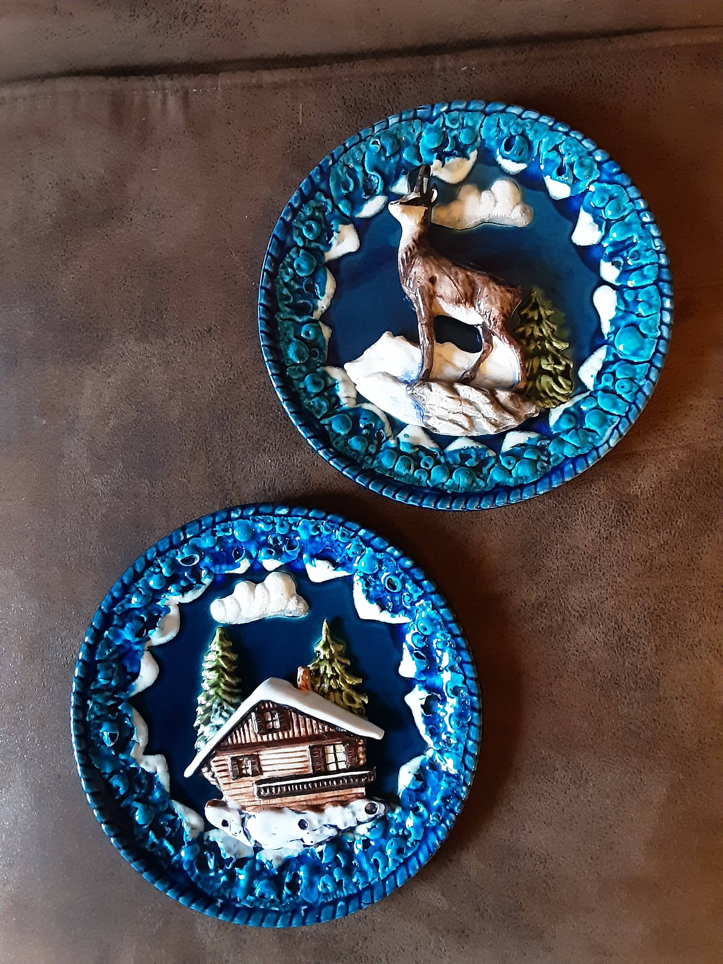 Set of 2 decorative majolica-style plates