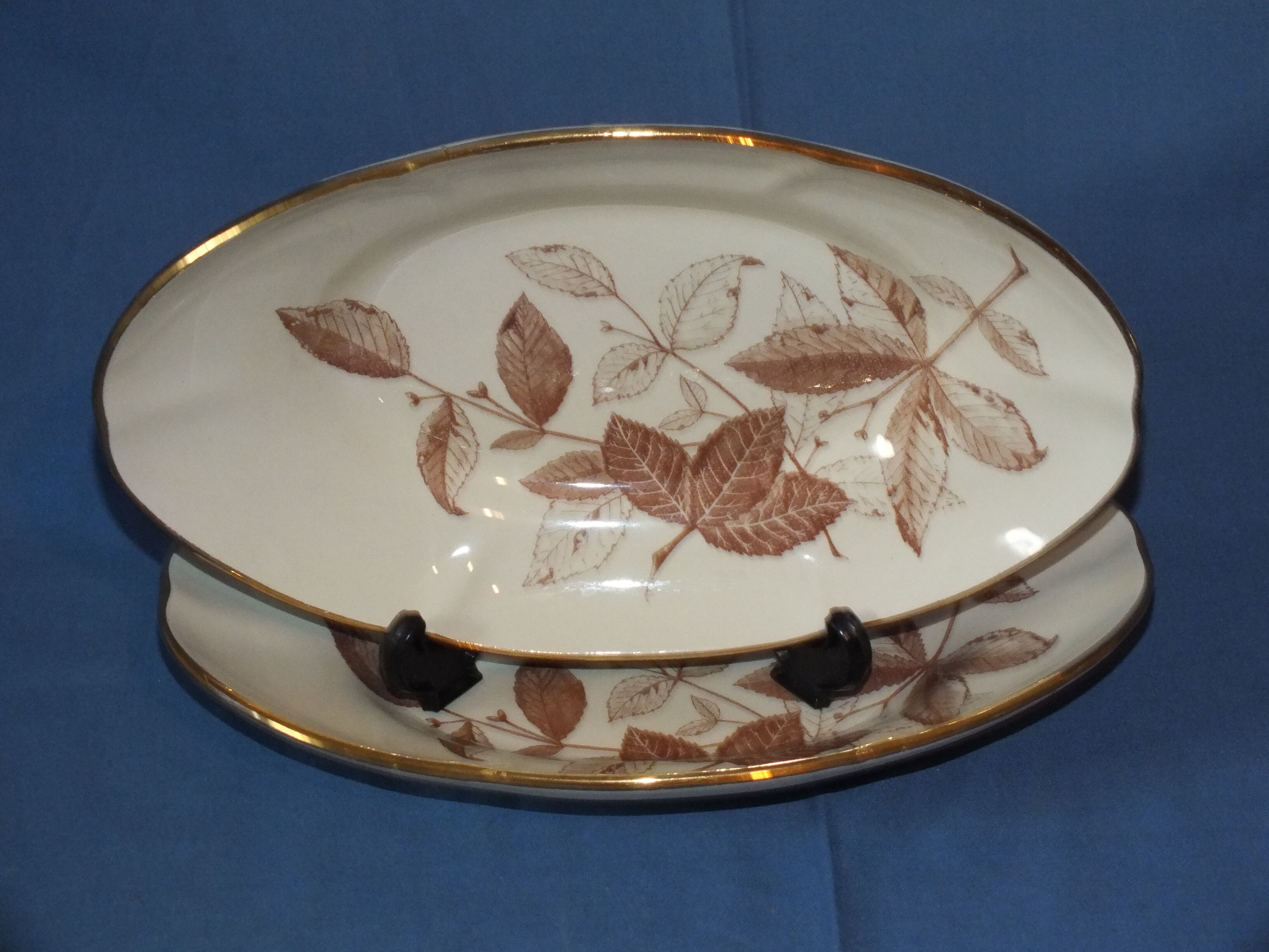 Pair of ravines Gien foliage decoration