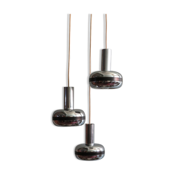 Suspension cascade avec globes chromés 1970