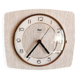 Vintage formica clock silent rectangular wall clock "Flash gray white"