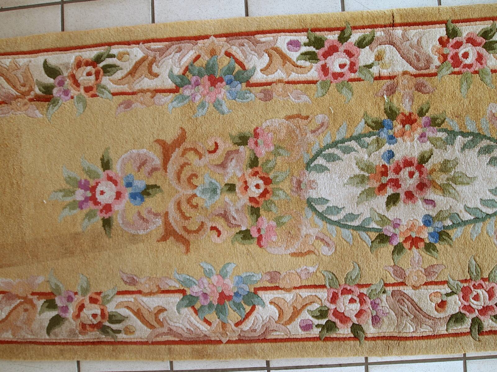 Tapis Art Déco Vintage Chinois, Années 1970, Couleurs Vibrantes