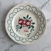Hand-painted flat plate, ironstone, Sarreguemines Pergola.