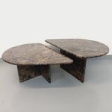 Paire de tables basses gigognes vintage en granit des années 70