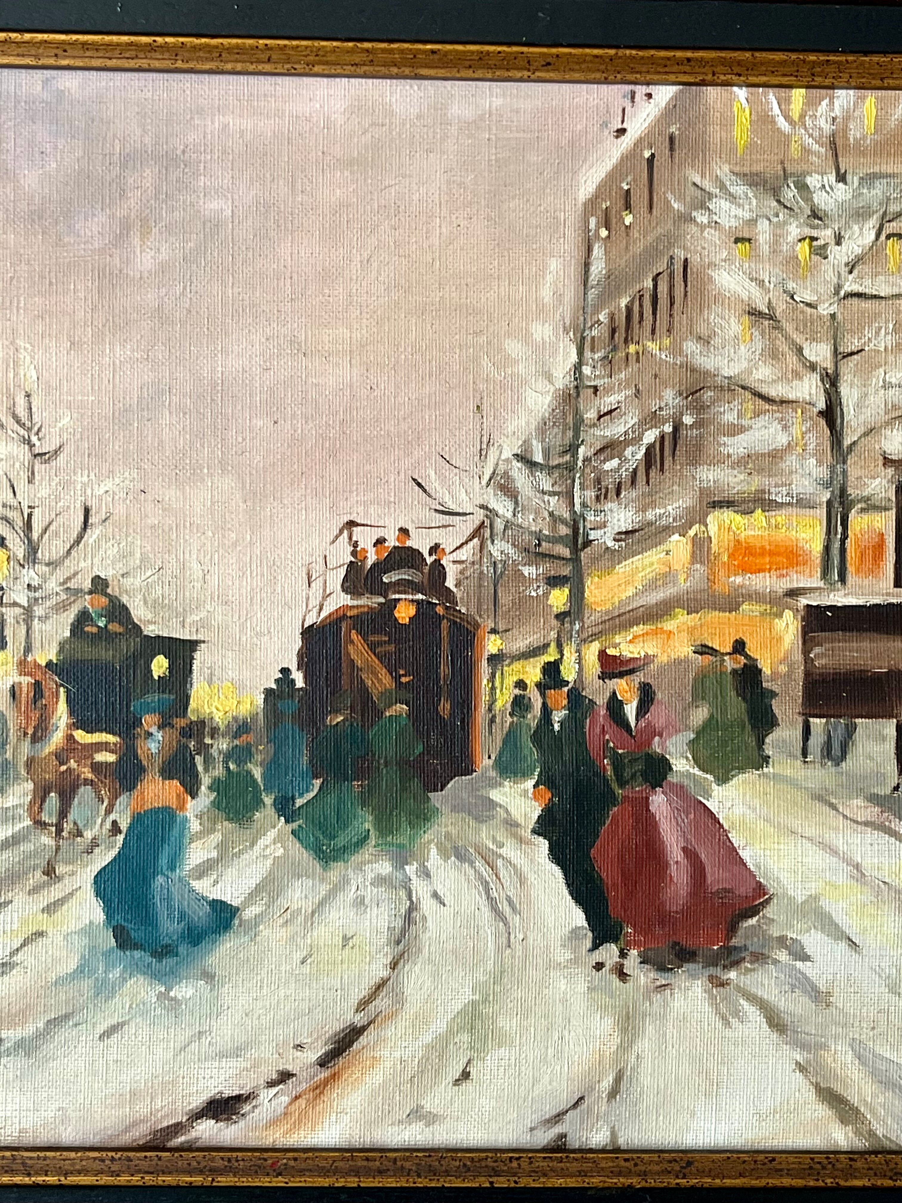 Tableau, lively street in Paris