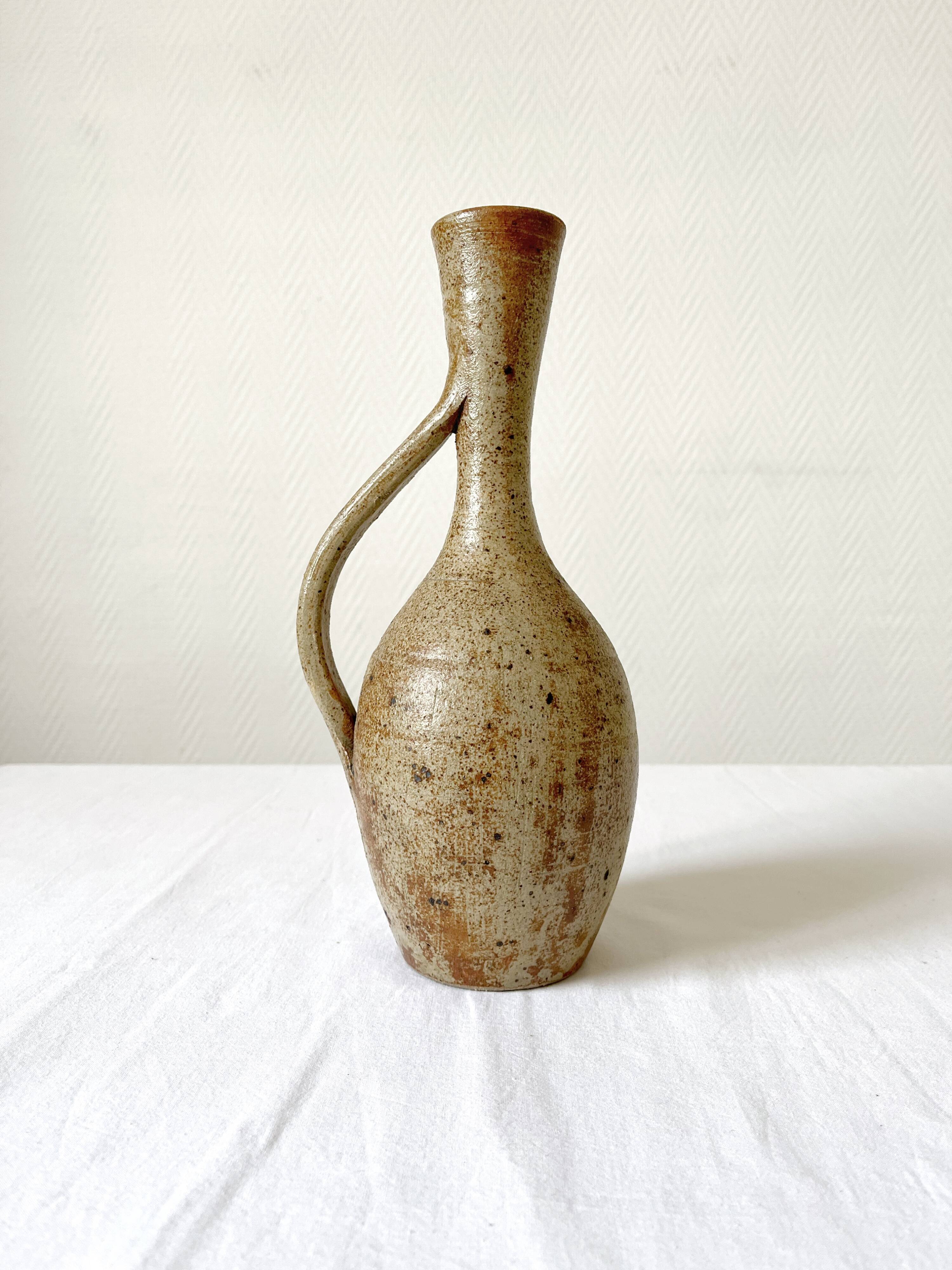 Vase carafe en grès pyrité vintage