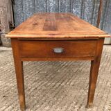 Antique cherry farmhouse table with 2 drawers and 1 pull-out