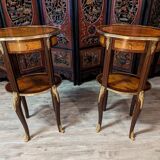 Pair of Louis XV style bedside tables in marquetry