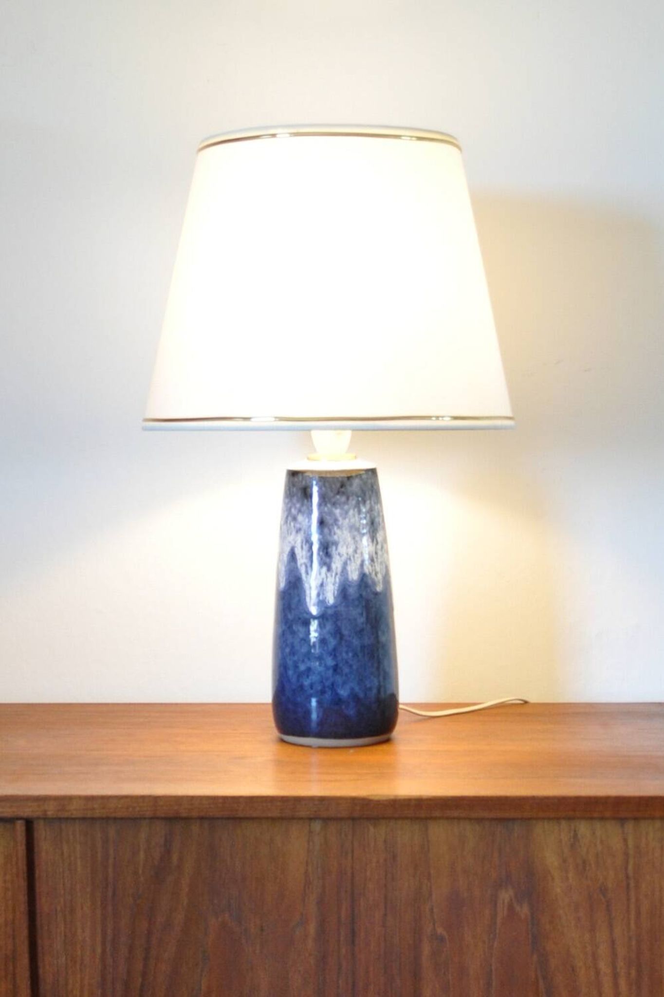 Glazed ceramic table lamp from Valholm, Denmark