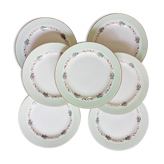 Lot de 7 assiettes plates L'Amandinoise vert menthe