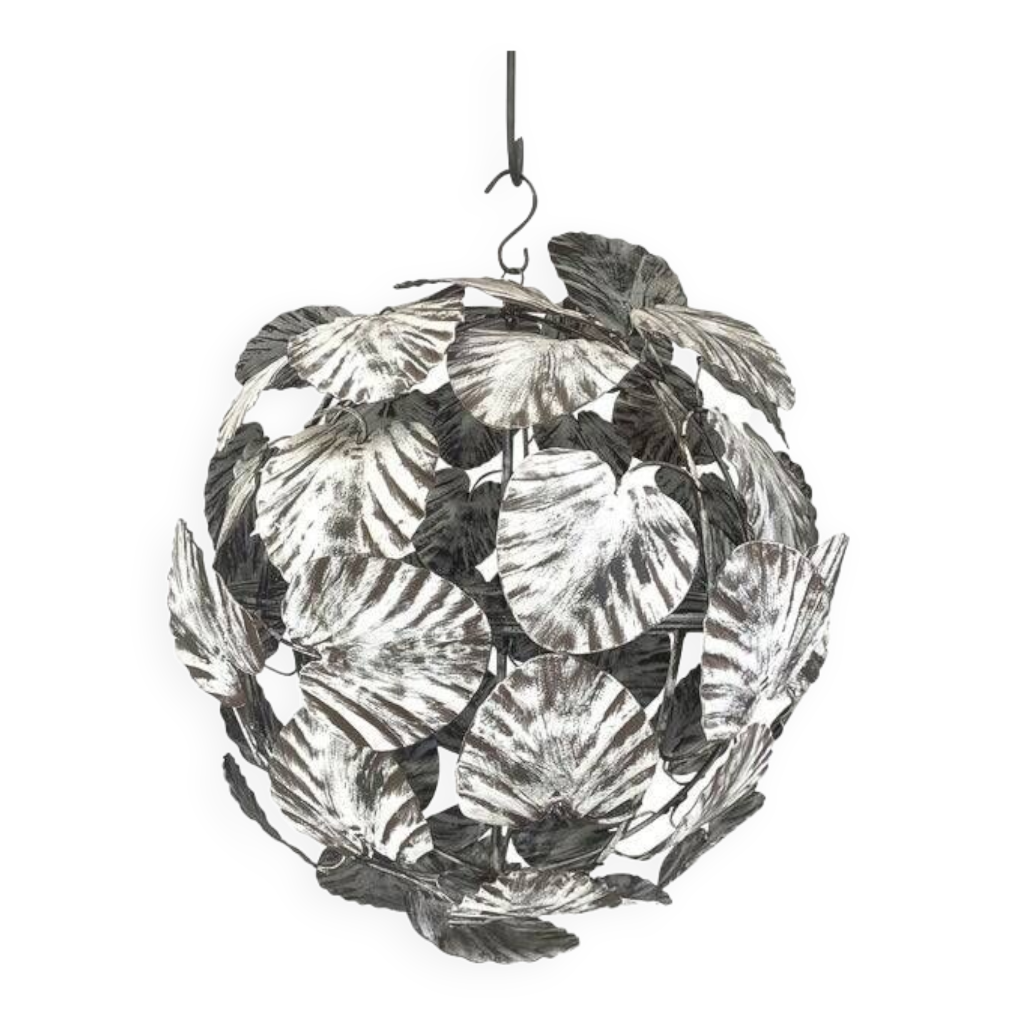 Contemporary brunito end white leaves sphere suspension pendant