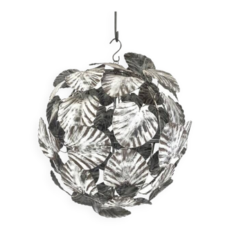 Contemporain brunito end white leaves sphere suspension pendentif