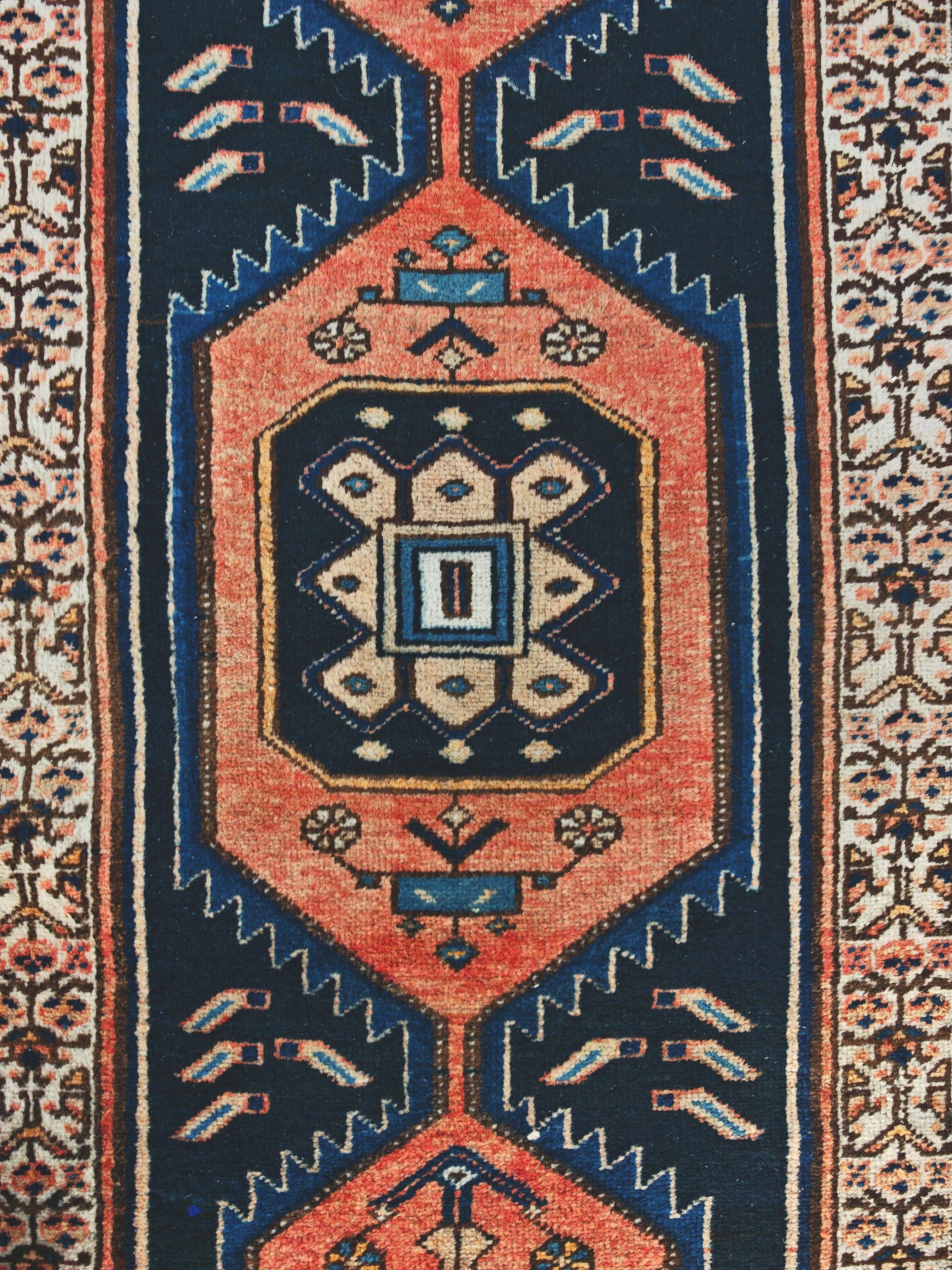 Vintage Anatolian runner rug in wool from the 1950s.