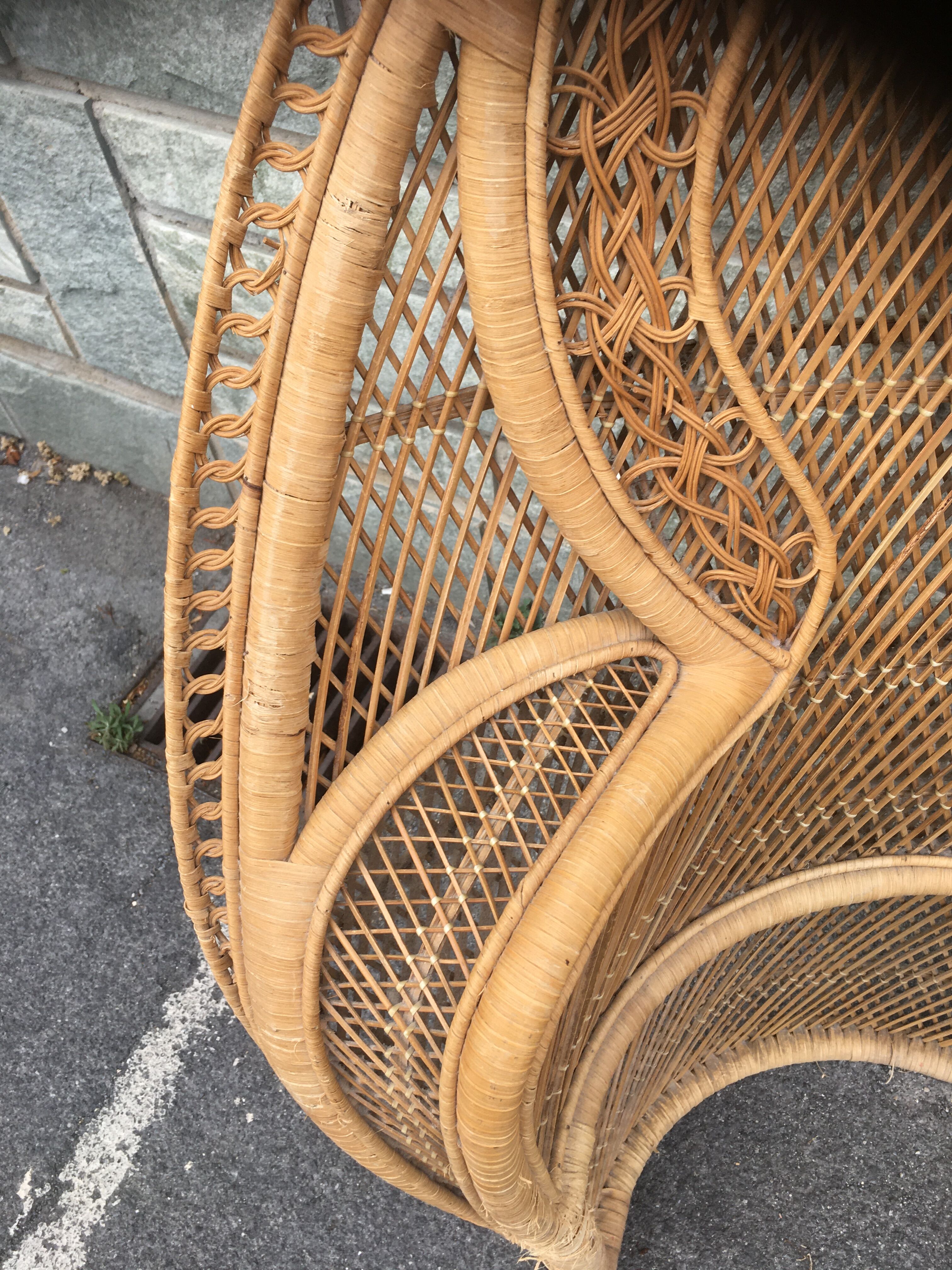 Vintage rattan headboard from the 1970s