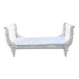 White wrought iron bed