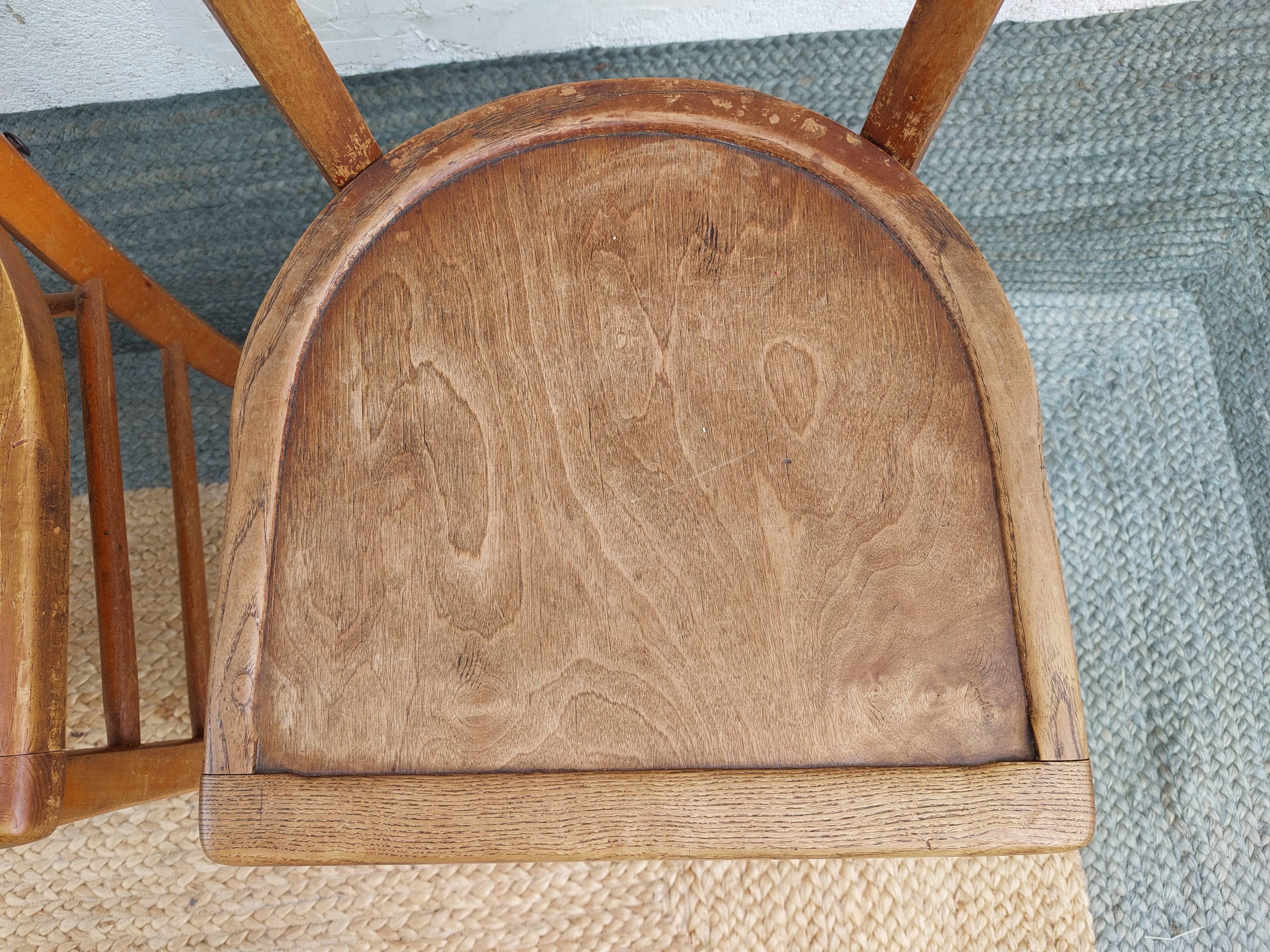 3 wooden bistro chairs
