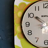 Vintage silent wall pendulum clock from the 60s square "Kiulé flowers"