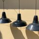 Three industrial suspensions in black and white enamelled sheet metal large format