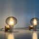 Pair of grey glass and chrome wall lights from the mid-century by N Leuchten, 1960s, Germany.