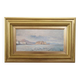 View of the Gulf of Naples, oil painting on board, Italy early 20th century, signed