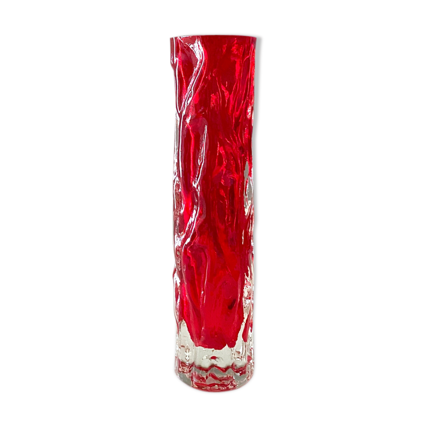 Rock crystal glass vase, Ingrid Glas Germany, 70's