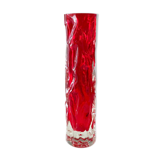 Rock crystal glass vase, Ingrid Glas Germany, 70's