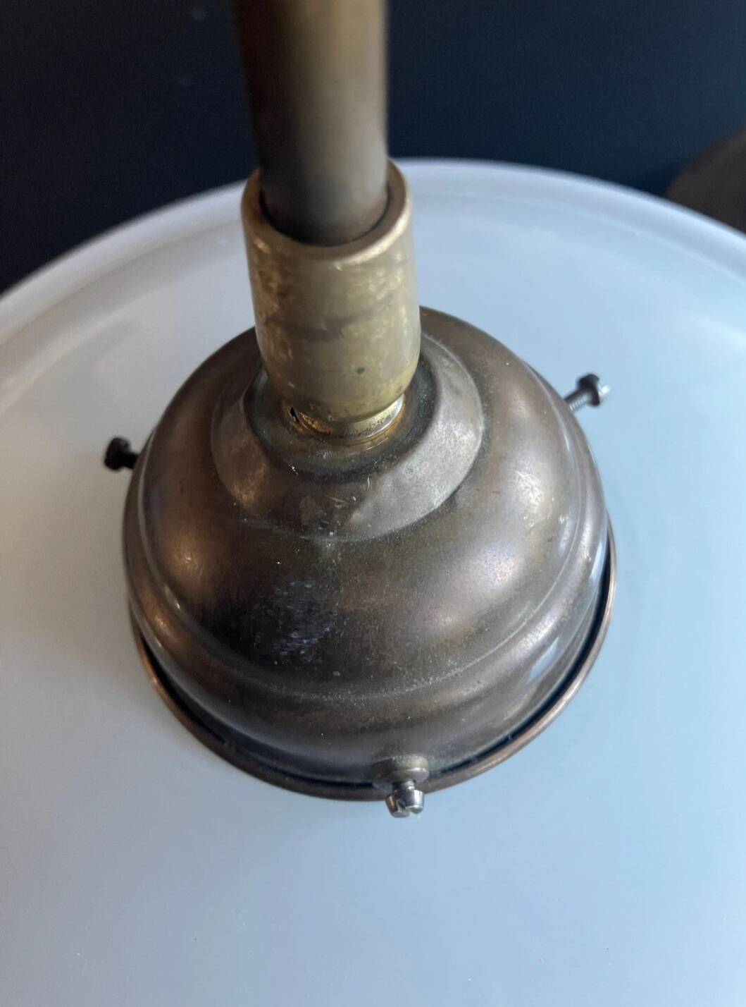 Art Deco suspension, white opaline