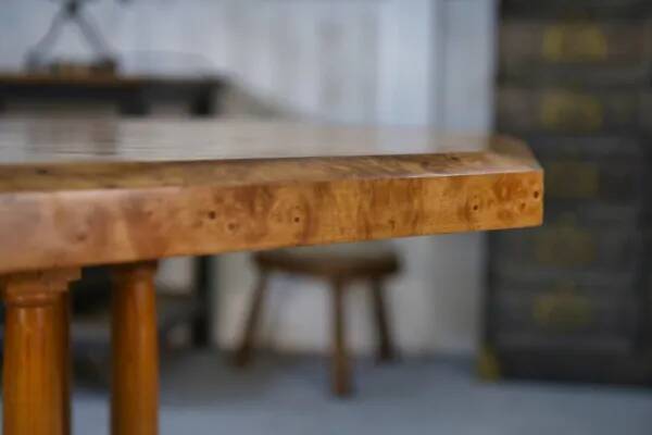 Octagonal Art Deco elm burl table, 1940s