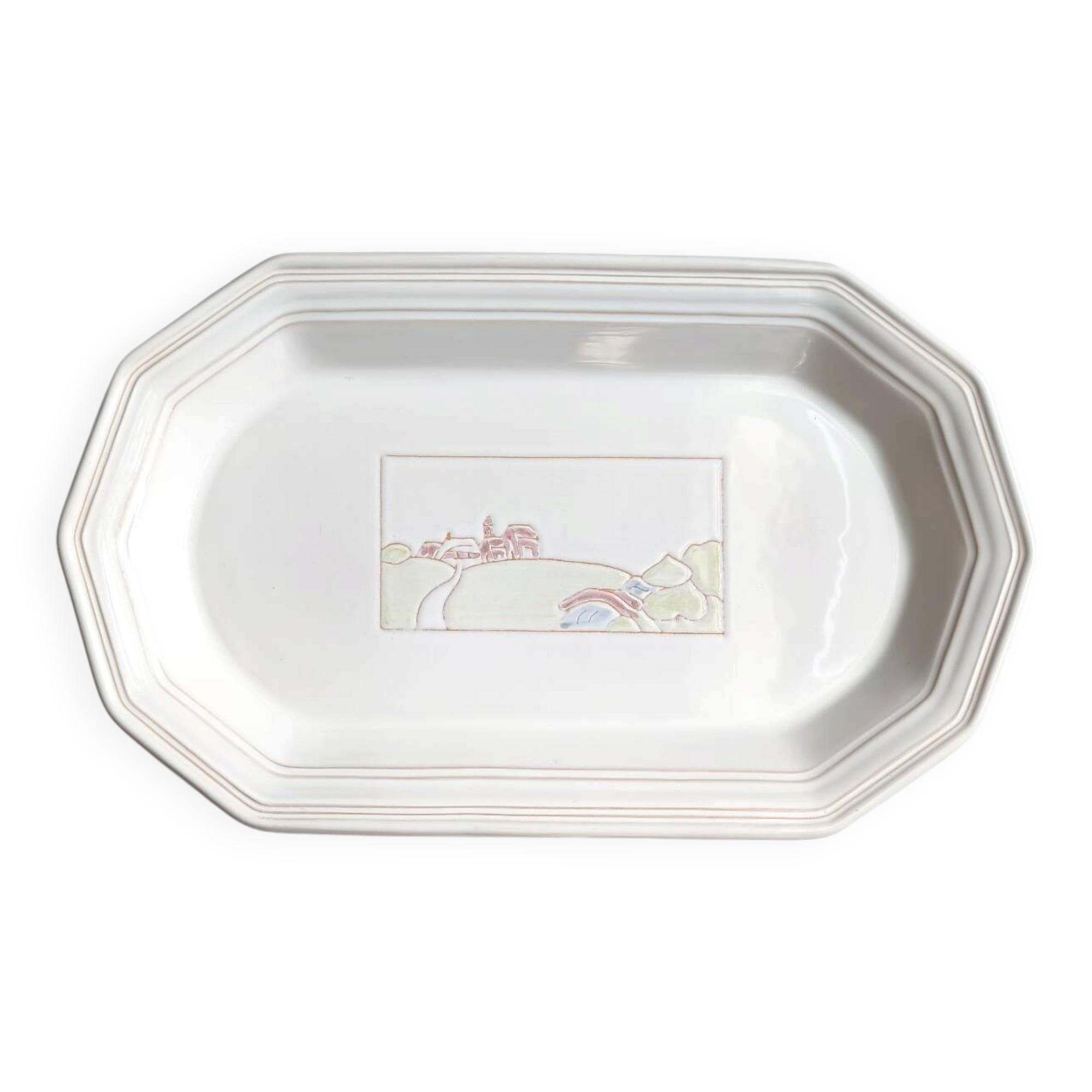 Plat long Niderviller modèle champêtre vintage