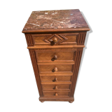 High bedside table in wood and marble around 1900