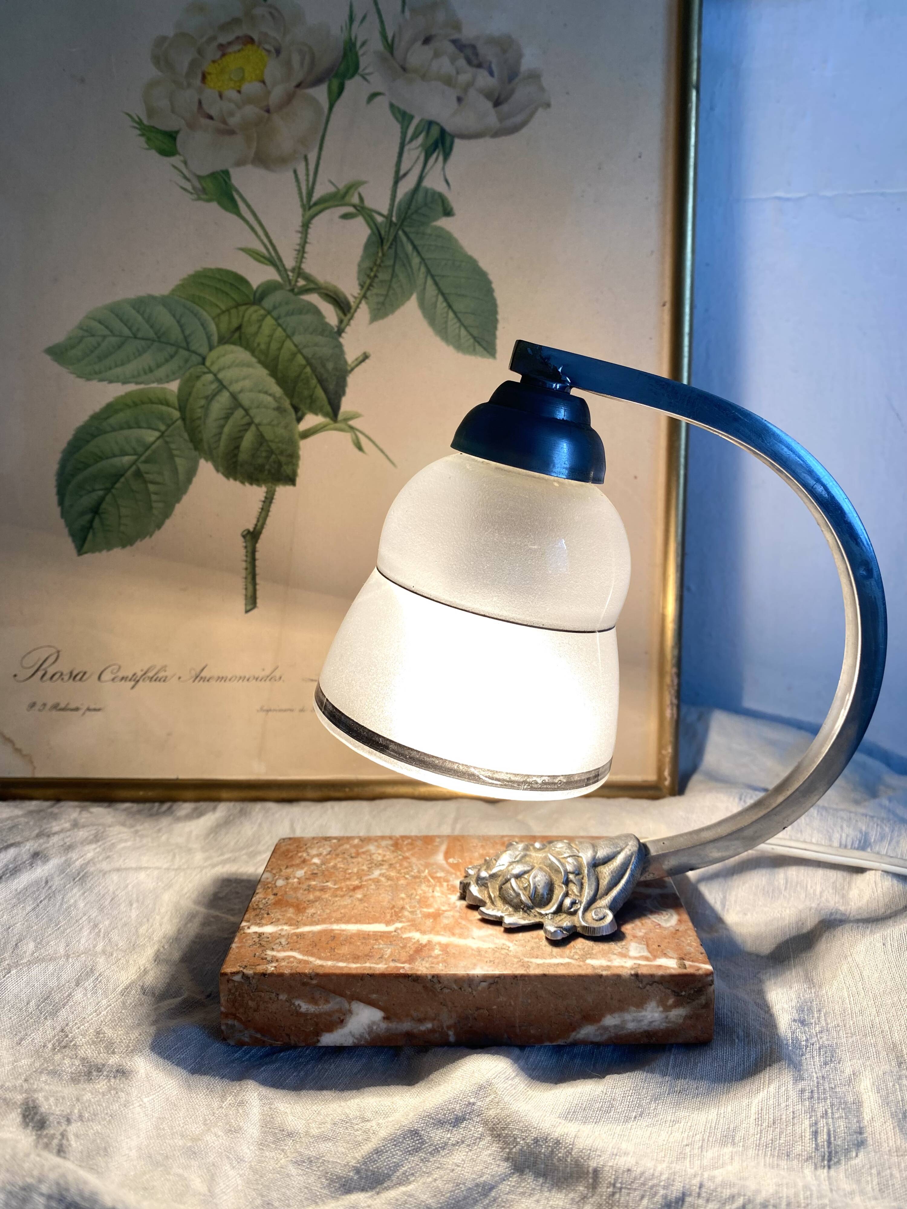 Art deco night light with marble base