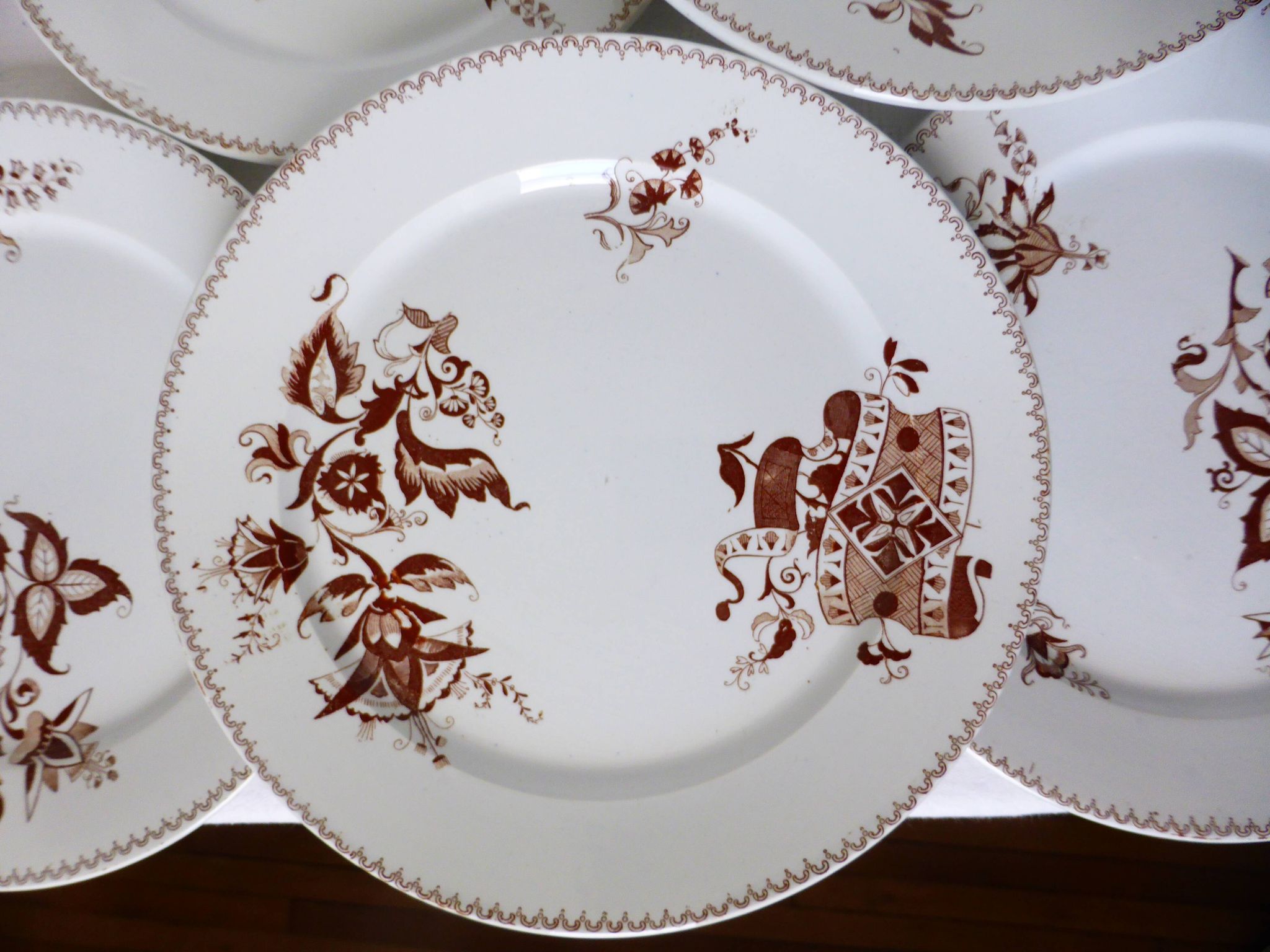 Set of 6 vintage Sarreguemines dinner plates, Danish pattern 210412