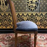 Suite of 6 Louis XVI style cane and velvet chairs