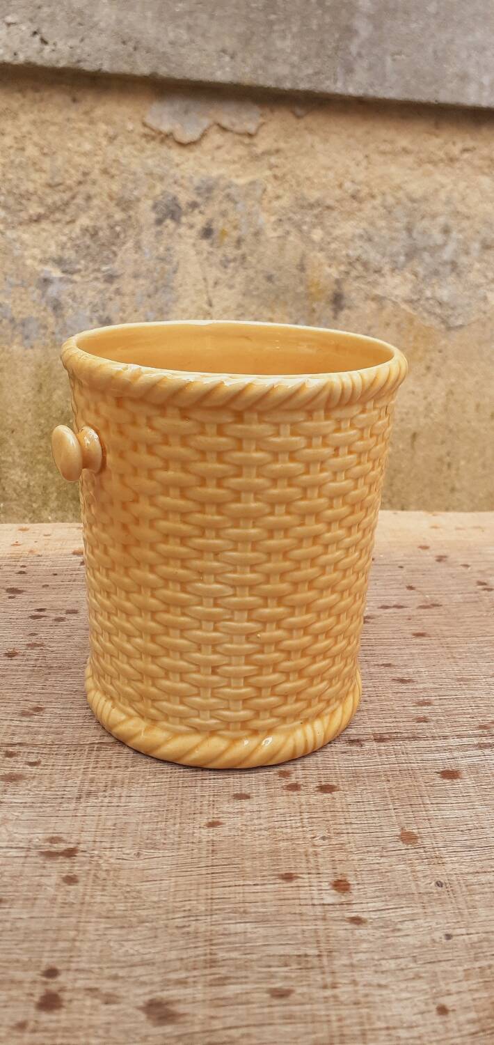1950s Gien earthenware planter in a basket shape