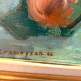 Marcel Cramoysan.XXeme.nature morte .huile sur isorel signée et datée 1946