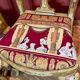 Venetian Lacquered Rococo-Style Armchairs with Hand-Painted Floral Décor and Theater-Inspired Upholstery, Set of 2