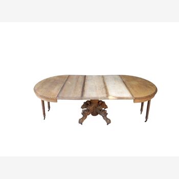 Solid oak pedestal table 215 cm